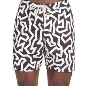 SATURDAYS NYC Men's Colin Seamless Board Shorts Sz 34 White Maze